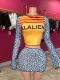 Print Color Block Long Sleeve Skirts Suit YUEM-220251