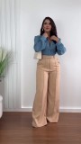 Casual Loose Solid Color Straight Pants QOUY-6046
