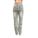 Casual Washed Zipper Jeans LX-6031