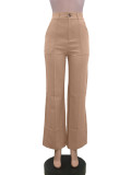 Casual Loose Solid Color Straight Pants QOUY-6046