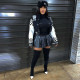 Ribbed Color Block Print Baseball Jacket YNSF-2663