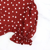 Polka Dot Print Short Sleeve Maxi Dress GYLY-10540