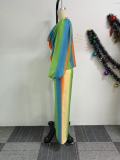 Lantern Sleeve Printed Wide Leg Pants Set NY-10912