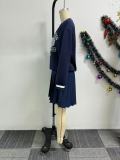 Print Pullover Sweatshirt And Pleated Skirt Suit NY-10915