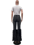 Casual Beaded Long Whiskered Jeans OD-8711