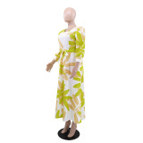 Print Long Sleeve Belt Maxi Dress GYLY-10553