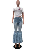 Casual Beaded Long Whiskered Jeans OD-8711