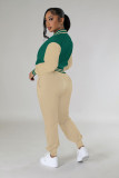 Fashion Color Block Long Sleeve Patchwork 2 Piece Set FENF-6008