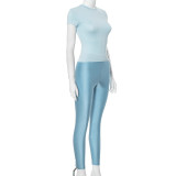 Simple Solid Color Short Sleeve T-Shirt Skinny Pants Two Piece Set MXBF-D24ST373