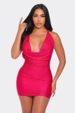 Hot Drill Halter Tie Up Backless MIni Dress NY-3291