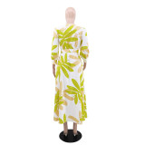 Print Long Sleeve Belt Maxi Dress GYLY-10553