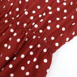 Polka Dot Print Short Sleeve Maxi Dress GYLY-10540