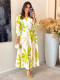 Print Long Sleeve Belt Maxi Dress GYLY-10553