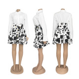 Vintage Printed Shirt High Waisted Puffy Skirt 2 Piece Set SFY-TW578