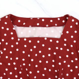 Polka Dot Print Short Sleeve Maxi Dress GYLY-10540