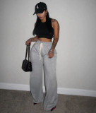 Solid Color Casual Drawstring Pants OD-8710