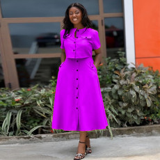 Short Sleeve Tops And Long Skirts Two Piece Set  GCNE-7536