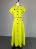 Short Sleeve Tops And Long Skirts Two Piece Set  GCNE-7536