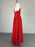 Bubble Sleeve Shirt Neck Fake Two Maxi Dress GCNE-7782