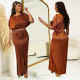 Short Sleeve Belted Solid Color Maxi Dress BY-C7103