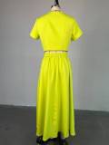 Short Sleeve Tops And Long Skirts Two Piece Set  GCNE-7536