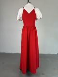 Bubble Sleeve Shirt Neck Fake Two Maxi Dress GCNE-7782