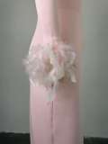 Long Sleeve Feather Splicing Midi Dress GCNE-7652