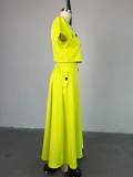 Short Sleeve Tops And Long Skirts Two Piece Set  GCNE-7536