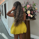 Solid Color Pleated Halter Mini Dress GCNE-7675