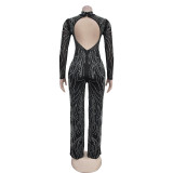 Fashion Backless Hot Drill Jumpsuit BY-7067