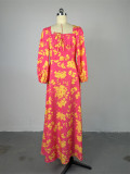 Long Sleeve Print Long Sleeve Maxi Dress GCNE-7258