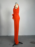Lapel Loose Sleeveless Solid Color Jumpsuit GCNE-7041