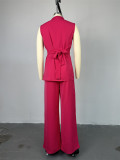 Sleeveless Lace-Up Top Wide Leg Pants Set GCNE-7418