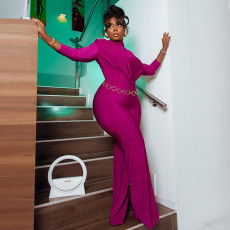 Solid Color Long Sleeve Slim Jumpsuit  GCNE-7001