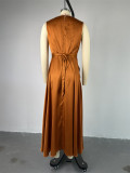 Sleeveless Ruffles Irregular Maxi Dress GCNE-7281