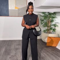 Sleeveless Lace-Up Top Wide Leg Pants Set GCNE-7418