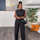 Sleeveless Lace-Up Top Wide Leg Pants Set GCNE-7418