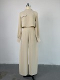 Solid Color Long Sleeve Tops Loose Pants Suit GCNE-6659