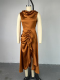 Sleeveless Ruffles Irregular Maxi Dress GCNE-7281