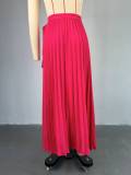 Tie Up Irregular Pleated Long Skirt GCNE-7517