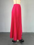 Tie Up Irregular Pleated Long Skirt GCNE-7517
