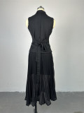 Suit Collar Vest Top Pleated Half Body Skirt Set GCNE-7349