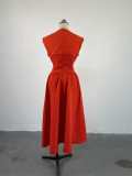 Sleeveless Solid Color Slim Midi Dress GCNE-6990