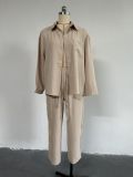 Solid Color Loose Shirt Two Piece Pants Set GCNE-5065