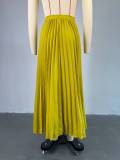 Tie Up Irregular Pleated Long Skirt GCNE-7517