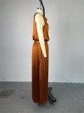 Solid Color Sleeveless Loose Skirt Suit GCNE-7404