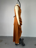 Sleeveless Ruffles Irregular Maxi Dress GCNE-7281
