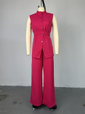Sleeveless Lace-Up Top Wide Leg Pants Set GCNE-7418