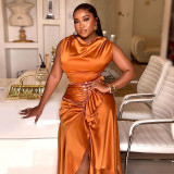 Sleeveless Ruffles Irregular Maxi Dress GCNE-7281