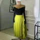 Tie Up Irregular Pleated Long Skirt GCNE-7517